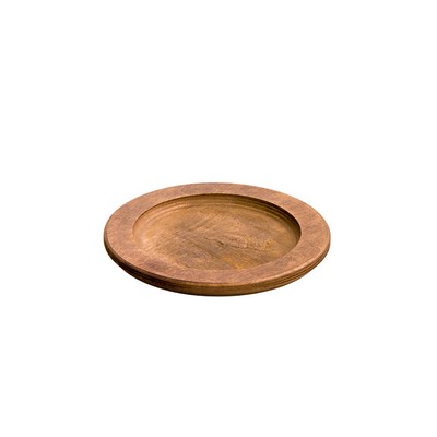 LODGE Rundes Untersetzer-Tablett aus Nussbaumfarbe gebeiztes Holz - Größe: 24,1 Ø x 1,75 cm